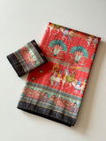 Royal Heritage Digital Print Saree - ORANGE
