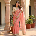 Elegant Fandy Satin Saree with Sequins Butti & Designer Lace Border – PINK