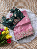 Royal Golden Fandy Silk Saree - LIGHT PINK
