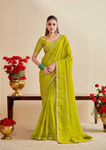 Premium Georgette Bandhani Print Saree with Sequin Embroidery Border & Heavy Designer Blouse - PERROT