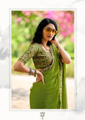 Premium Georgette Leheriya Mothda Print Saree with Embroidery Sequence Lace Border & Designer Blouse Piece - GREEN